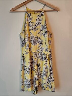 Yellow/Gray Floral Romper